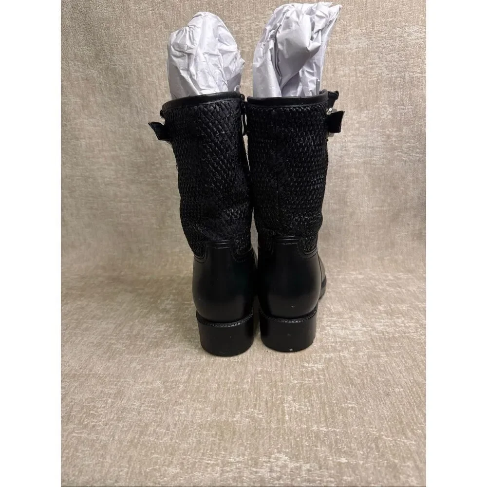 Dav Women's Side Zip Buckle Waterproof Mid-calf Rain Boots Black Size 6